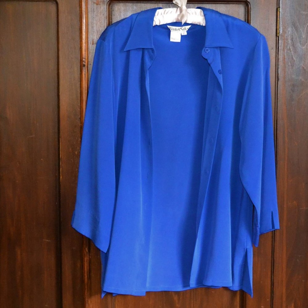 Women's Royal Blue Silk Coastal Blouse